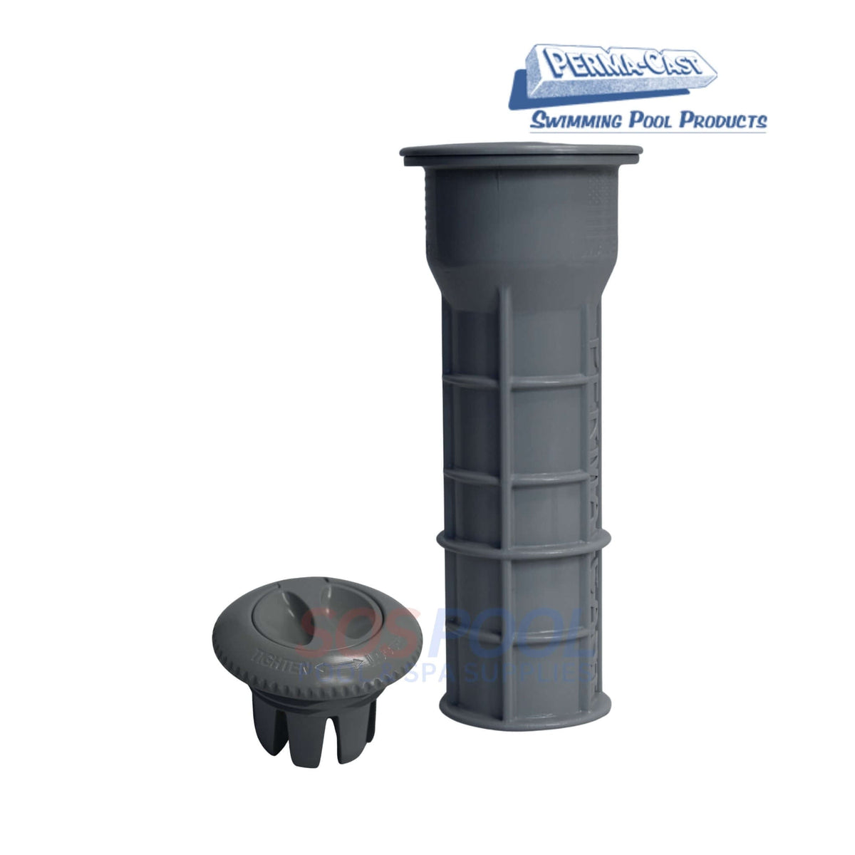 Perma-Cast PS-7015UG gray umbrella socket complete assembly with flip and twist caps