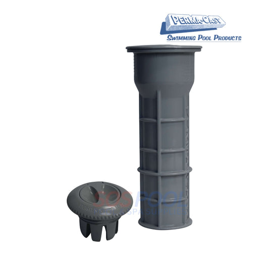Perma-Cast PS-7015UG gray umbrella socket complete assembly with flip and twist caps