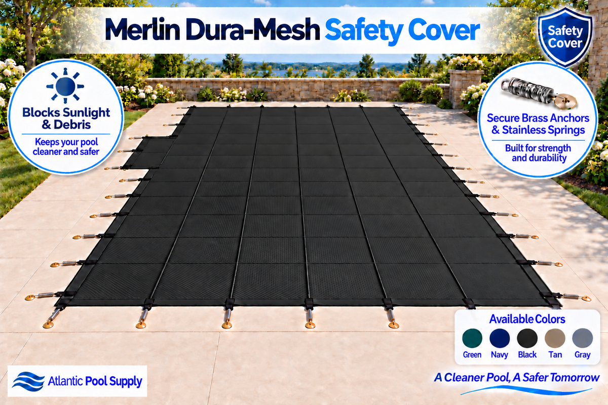 Merlin Dura-Mesh Safety Cover with 1' Offset Left Side Step - Black