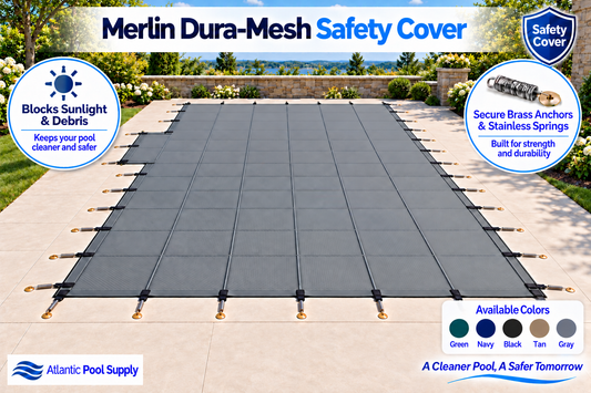 Merlin Dura-Mesh Safety Cover with 1' Offset Left Side Step - Gray