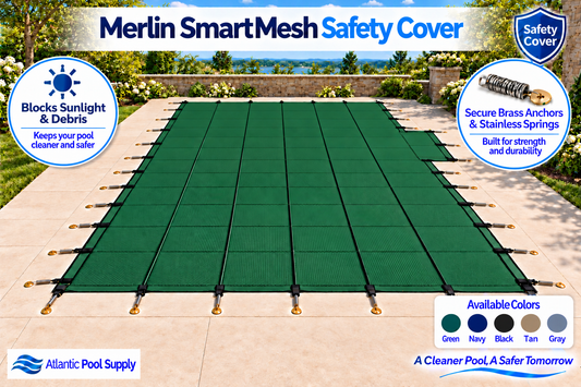 Merlin SmartMesh Safety Cover with 1' Offset Right Side Step - Green
