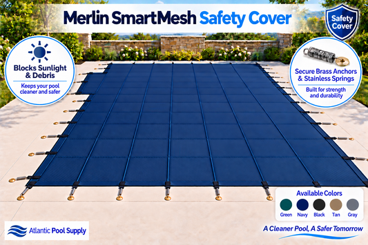 Merlin SmartMesh Safety Cover with 1' Offset Left Side Step - Navy