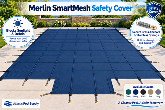 Merlin SmartMesh Safety Cover – 18' x 40' Rectangle with 4' x 8' Center End Step / 20' x 42' Cover – 107M-T