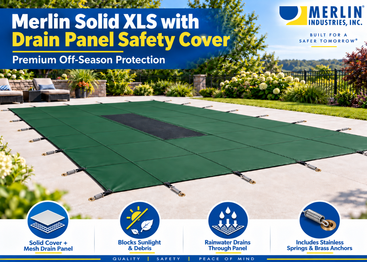Merlin Safety Solid XLS Safety Cover with Mesh Drain Panel – 12' x 20' Pool / 14' x 22' Cover 78W-X-??