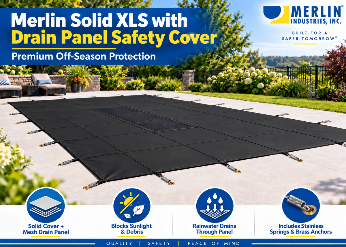 Merlin Safety Solid XLS Safety Cover with Mesh Drain Panel – 12' x 20' Pool / 14' x 22' Cover 78W-X-??