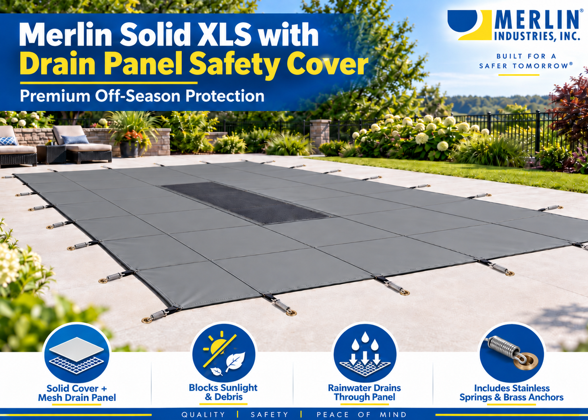 Merlin Safety Solid XLS Safety Cover with Mesh Drain Panel – 12' x 20' Pool / 14' x 22' Cover 78W-X-??
