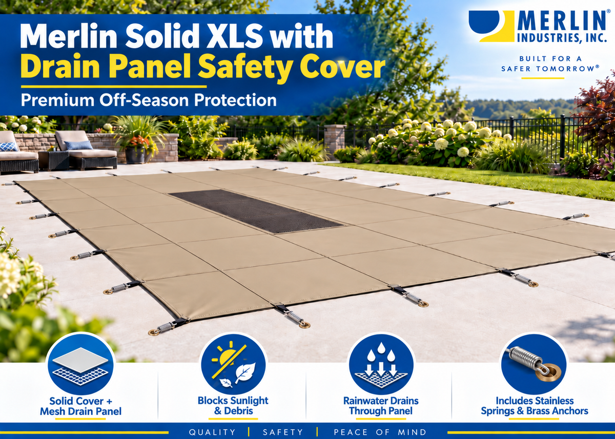 Merlin Safety Solid XLS Safety Cover with Mesh Drain Panel – 12' x 20' Pool / 14' x 22' Cover 78W-X-??
