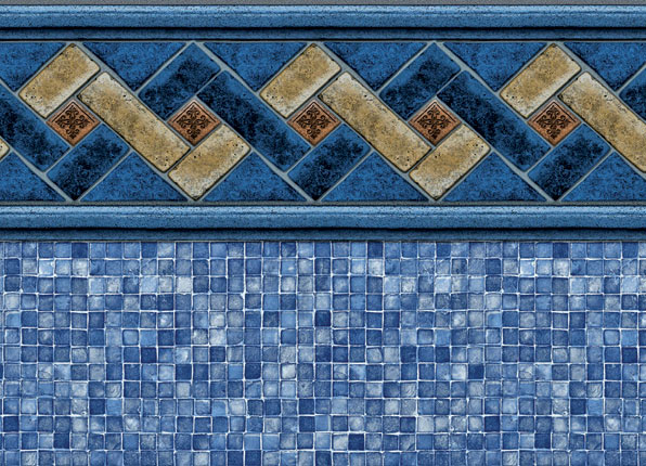 GLI Mountain Top with Blue Mosaic vinyl pool liner pattern