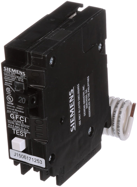 Siemens Single-Pole 20A GFCI Circuit Breaker – QF120