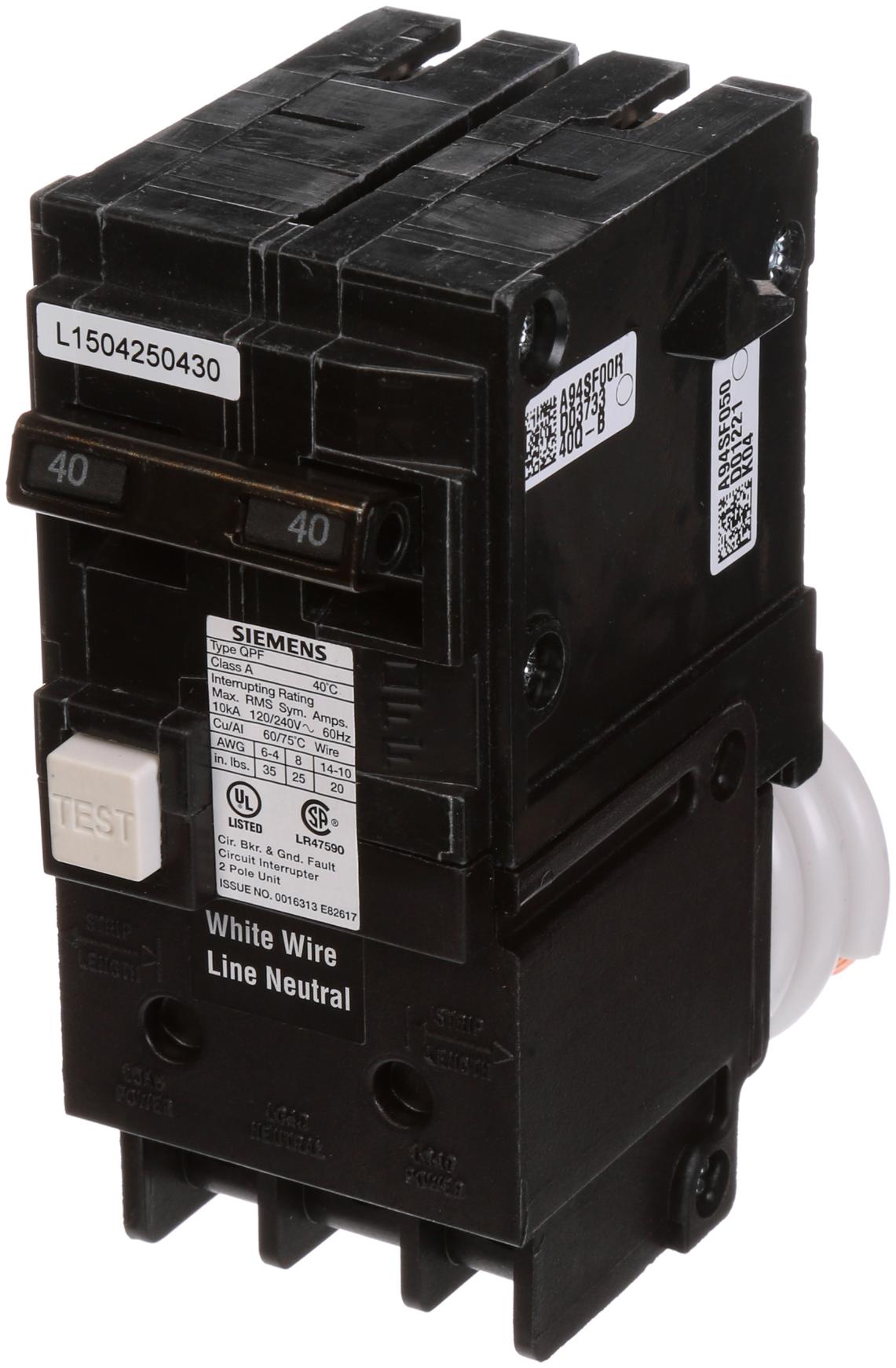 Siemens 2-Pole 40A GFCI Circuit Breaker – QF240