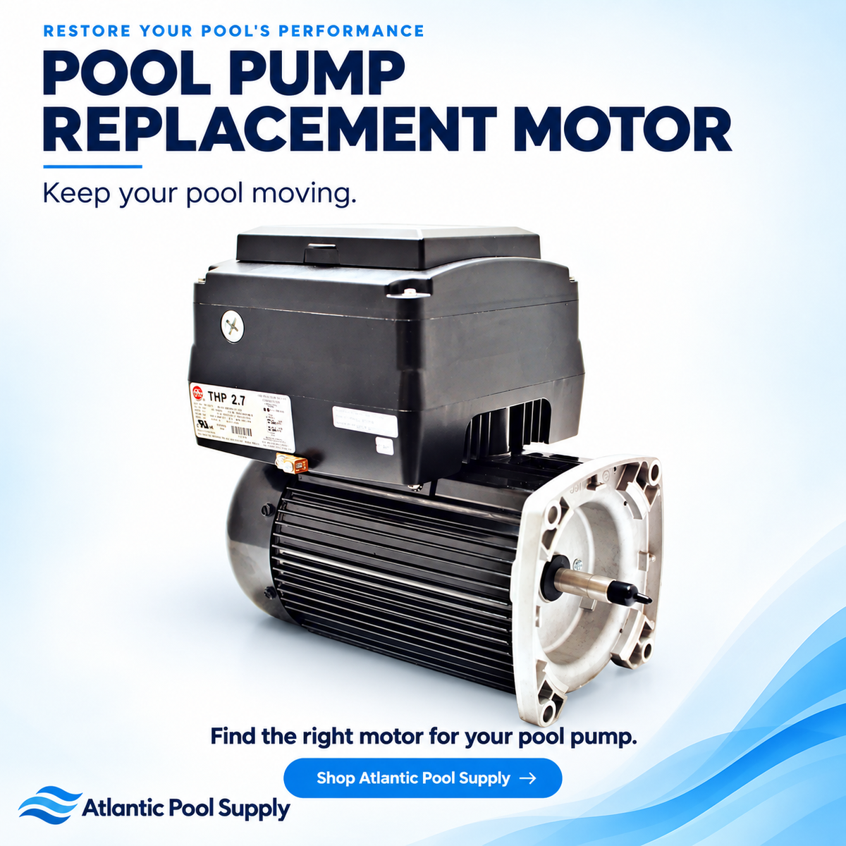 1.65 HP Neptune Variable Speed Pool Pump Motor – 48Y Square Flange – NPTQ165